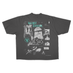 White Redemption Drop Tee by Velvet Errors featuring a casual fit and red graphic design on the front.