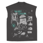 White Velvet Errors Redemption sleeveless T-shirt with red logo on front, casual fit, lightweight cotton fabric.