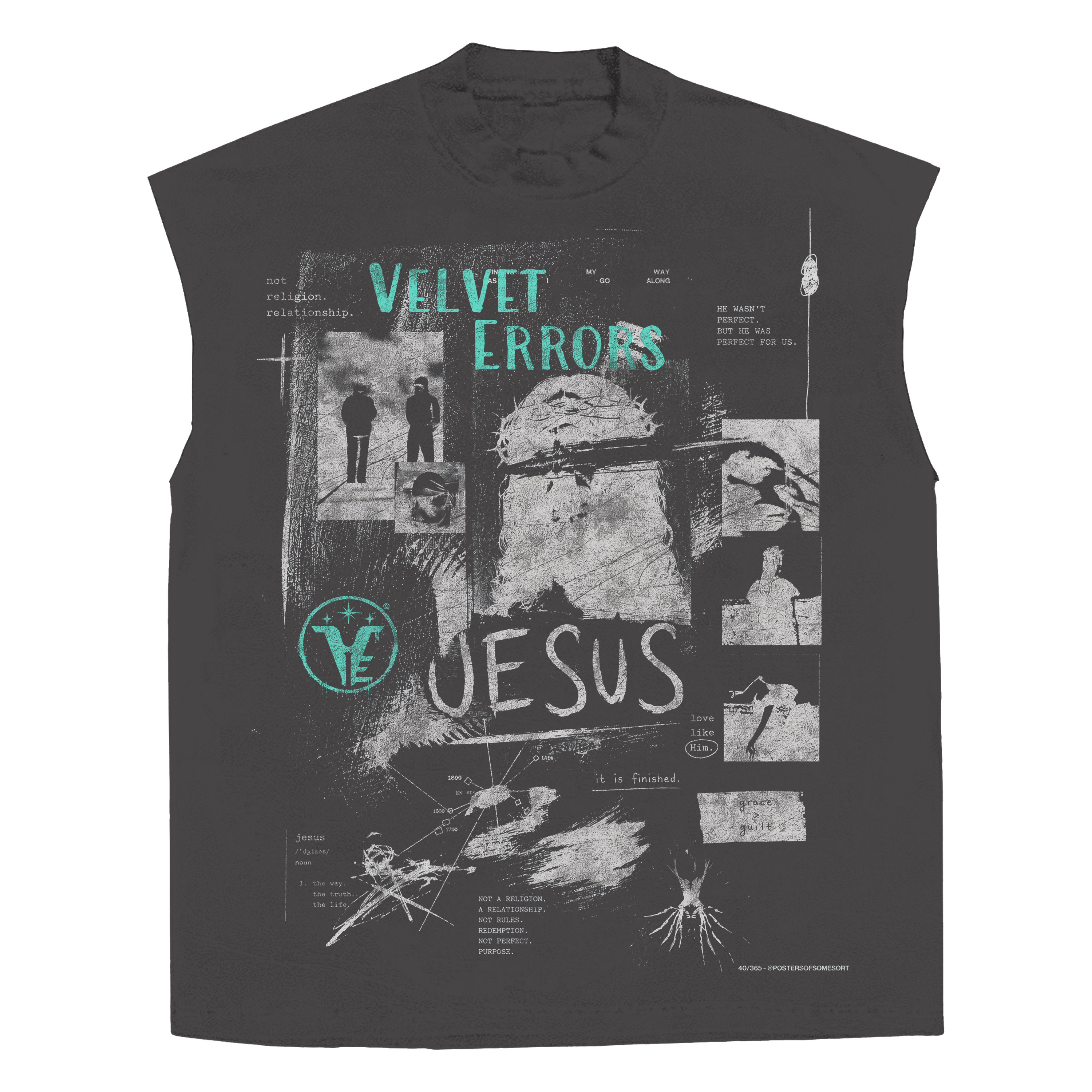 White Velvet Errors Redemption sleeveless T-shirt with red logo on front, casual fit, lightweight cotton fabric.