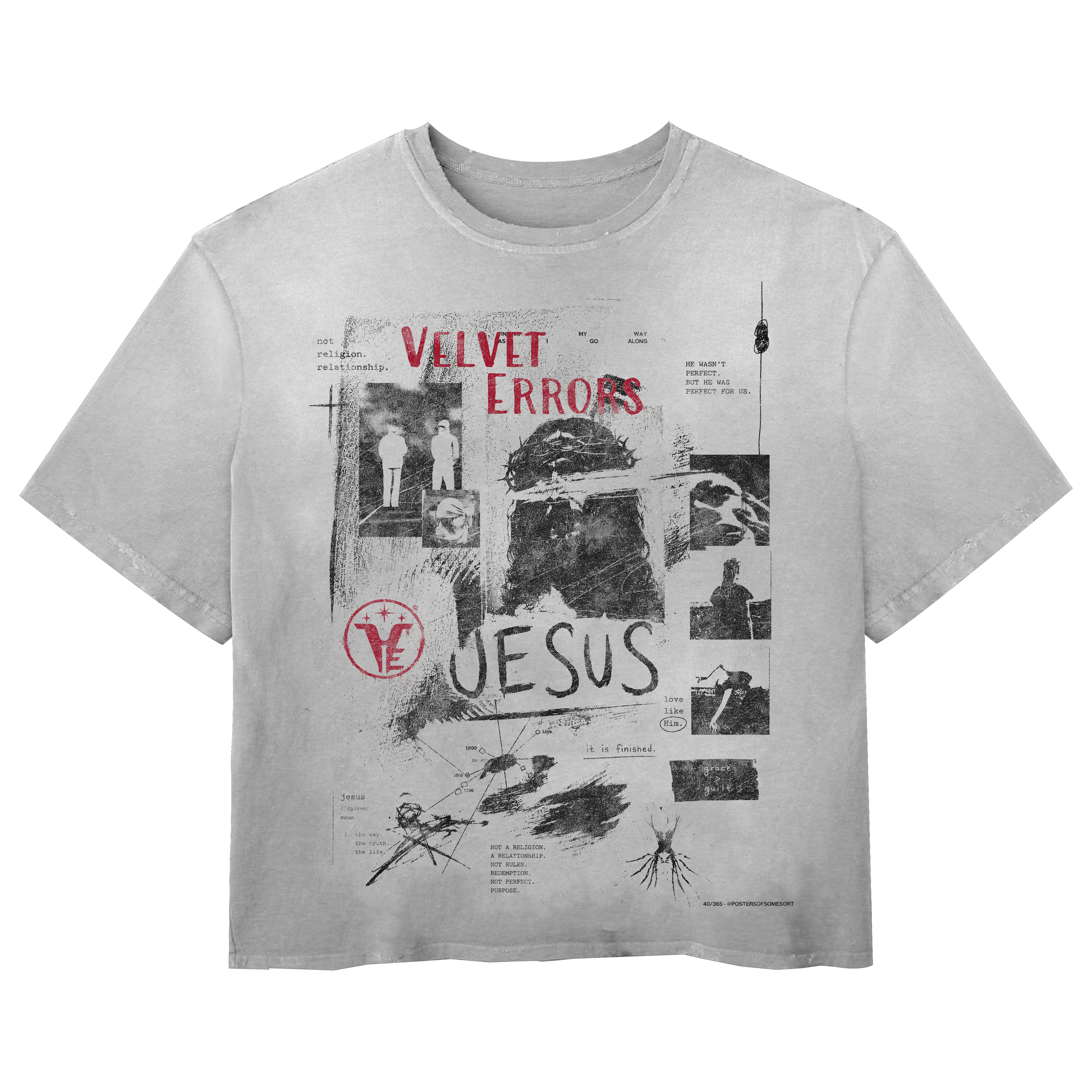 White Redemption Wash Tee by Velvet Errors featuring a casual fit and classic crew neck style.