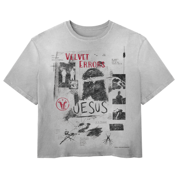 White Redemption Wash Tee by Velvet Errors featuring a casual fit and classic crew neck style.