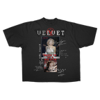 Small white Rockstar Drop T-shirt by Velvet Errors, featuring a relaxed fit and graphic design on the front.