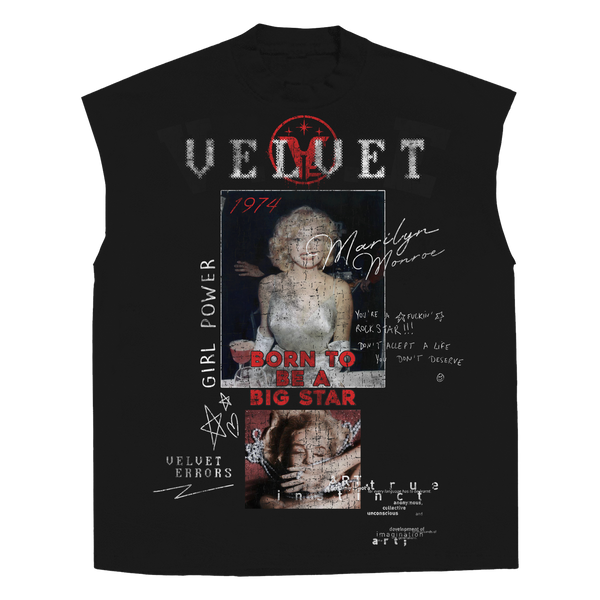 White sleeveless Rockstar T-shirt by Velvet Errors featuring a casual, sleeveless design with a Rockstar graphic print.