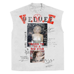 White Velvet Errors Rockstar sleeveless T-shirt with a relaxed fit, featuring a bold graphic design on the front.