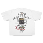 White True Lies Drop Tee by Velvet Errors featuring a relaxed fit and bold graphic print on soft cotton fabric.