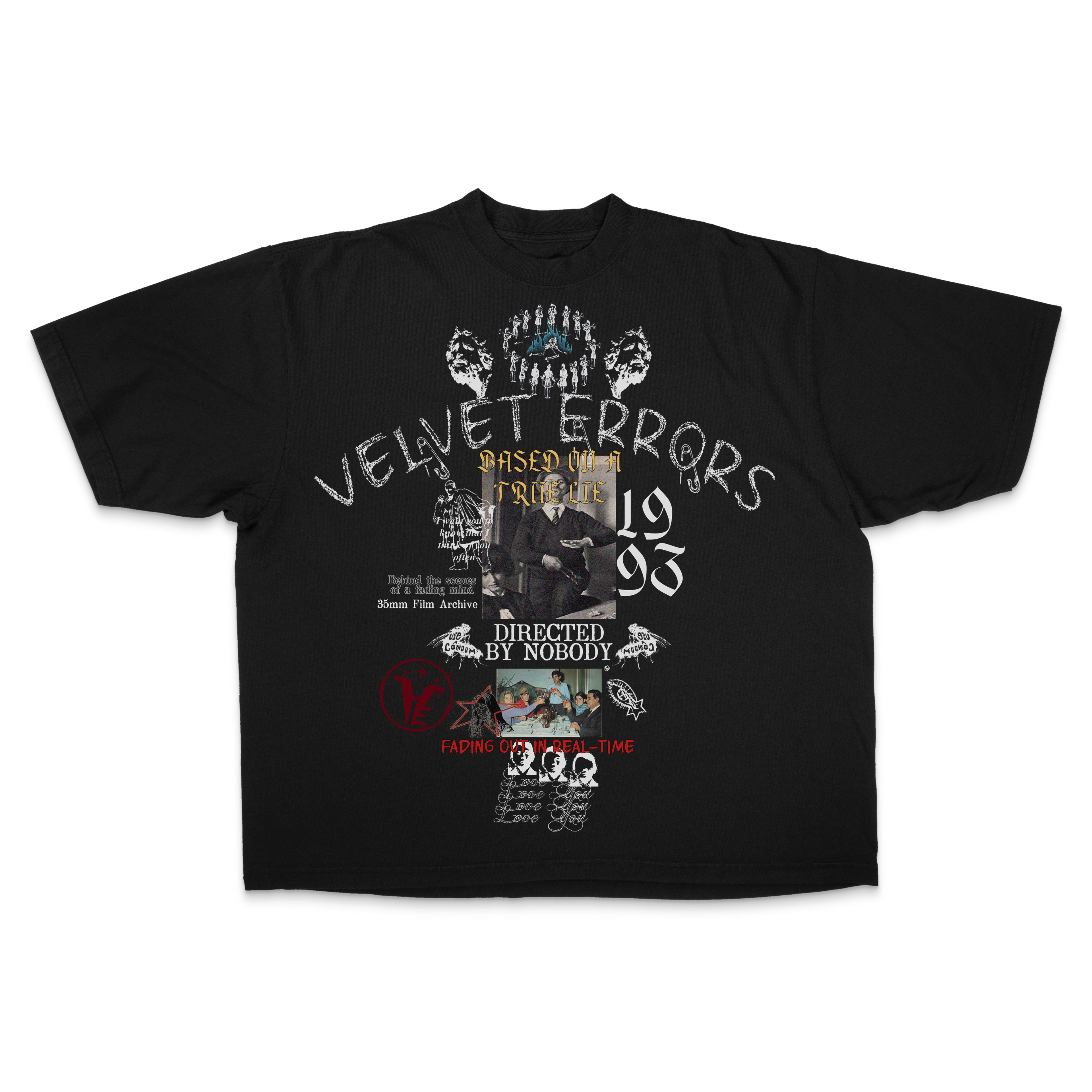 White True Lies Drop Tee by Velvet Errors, featuring a casual fit and minimalist design on soft cotton fabric.