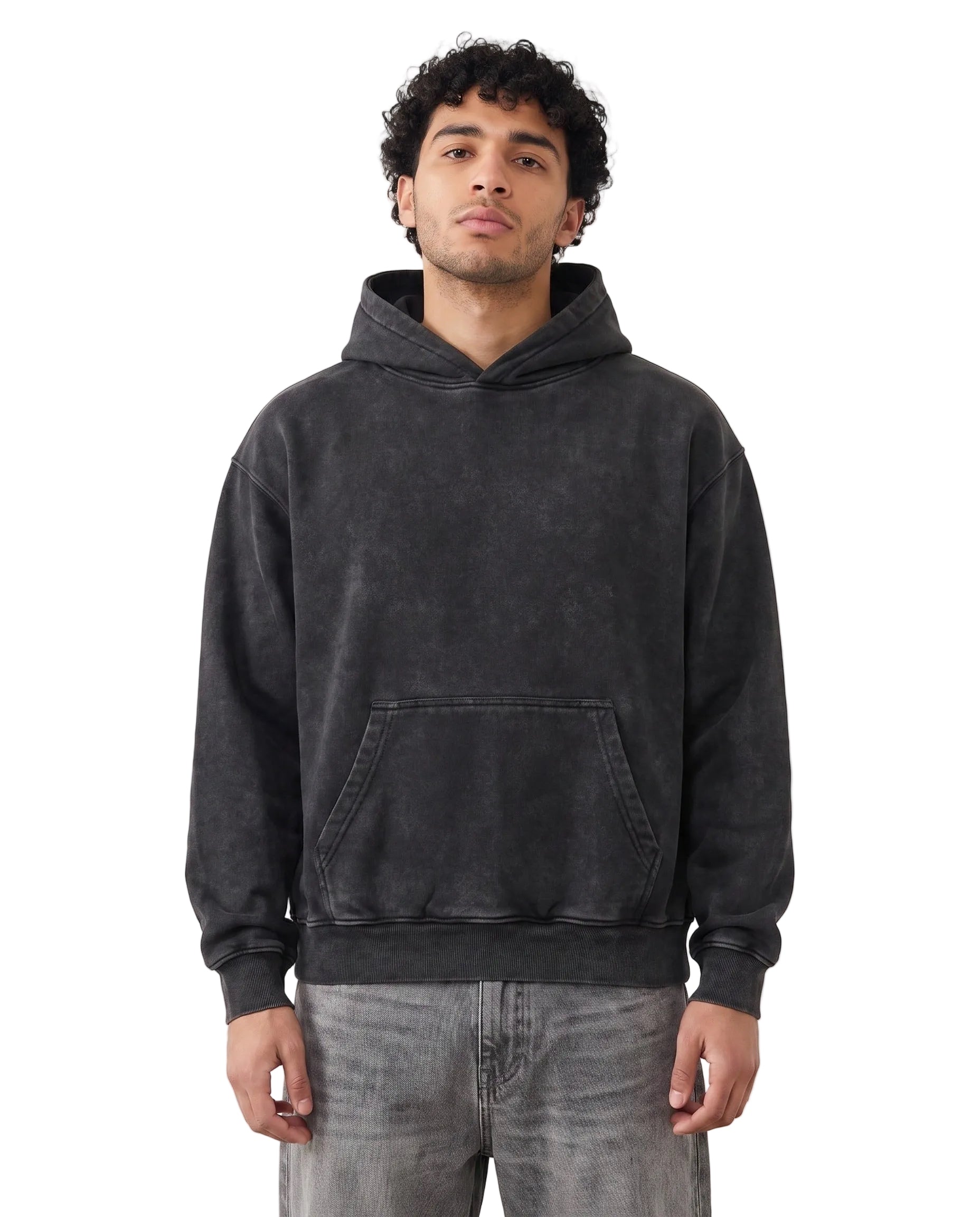 Black blank hoodie by Velvet Errors with a classic design, shown in a vintage style front view.