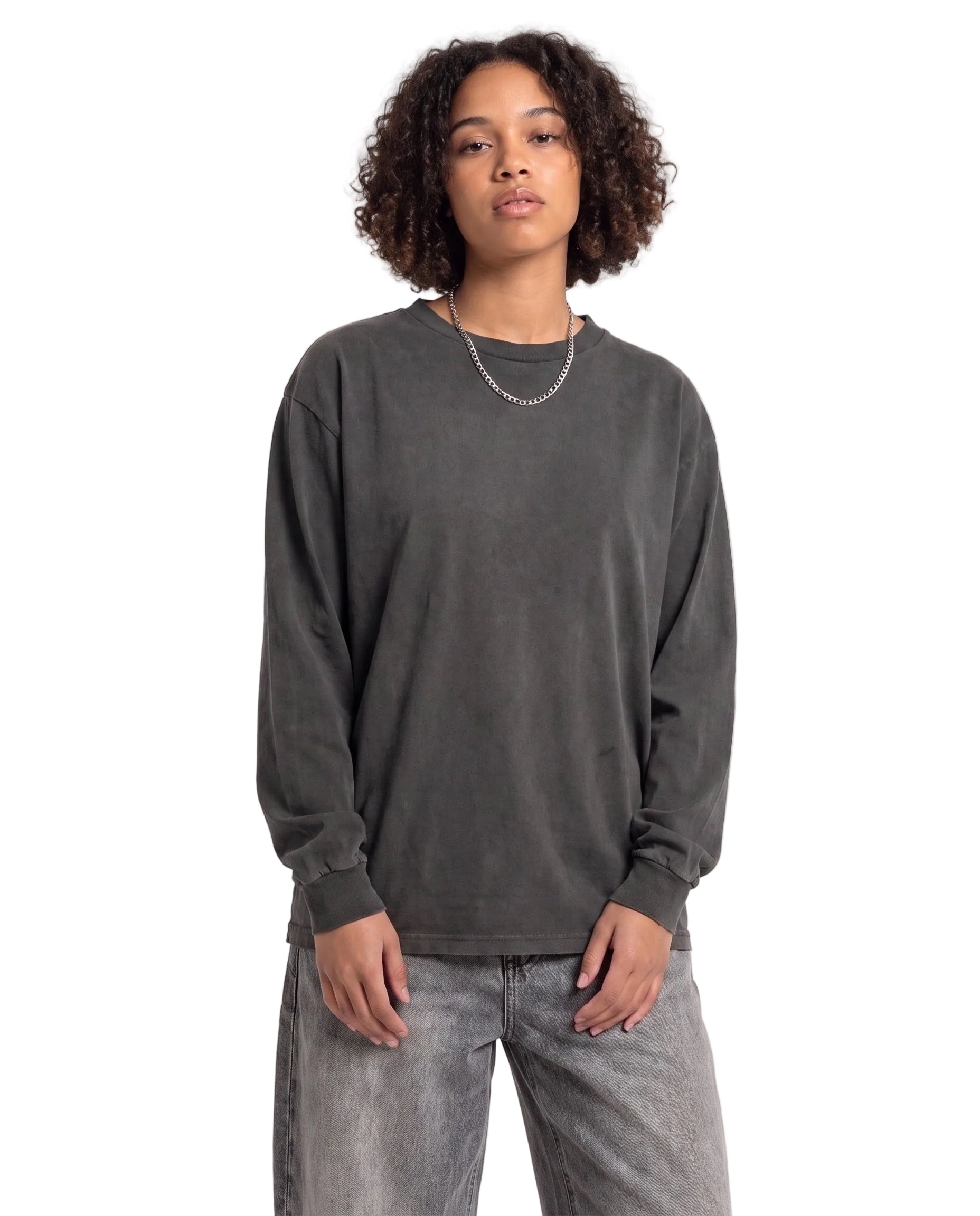 Black Velvet Errors long sleeve shirt with a simple, classic design, featuring a comfortable fit and smooth fabric.