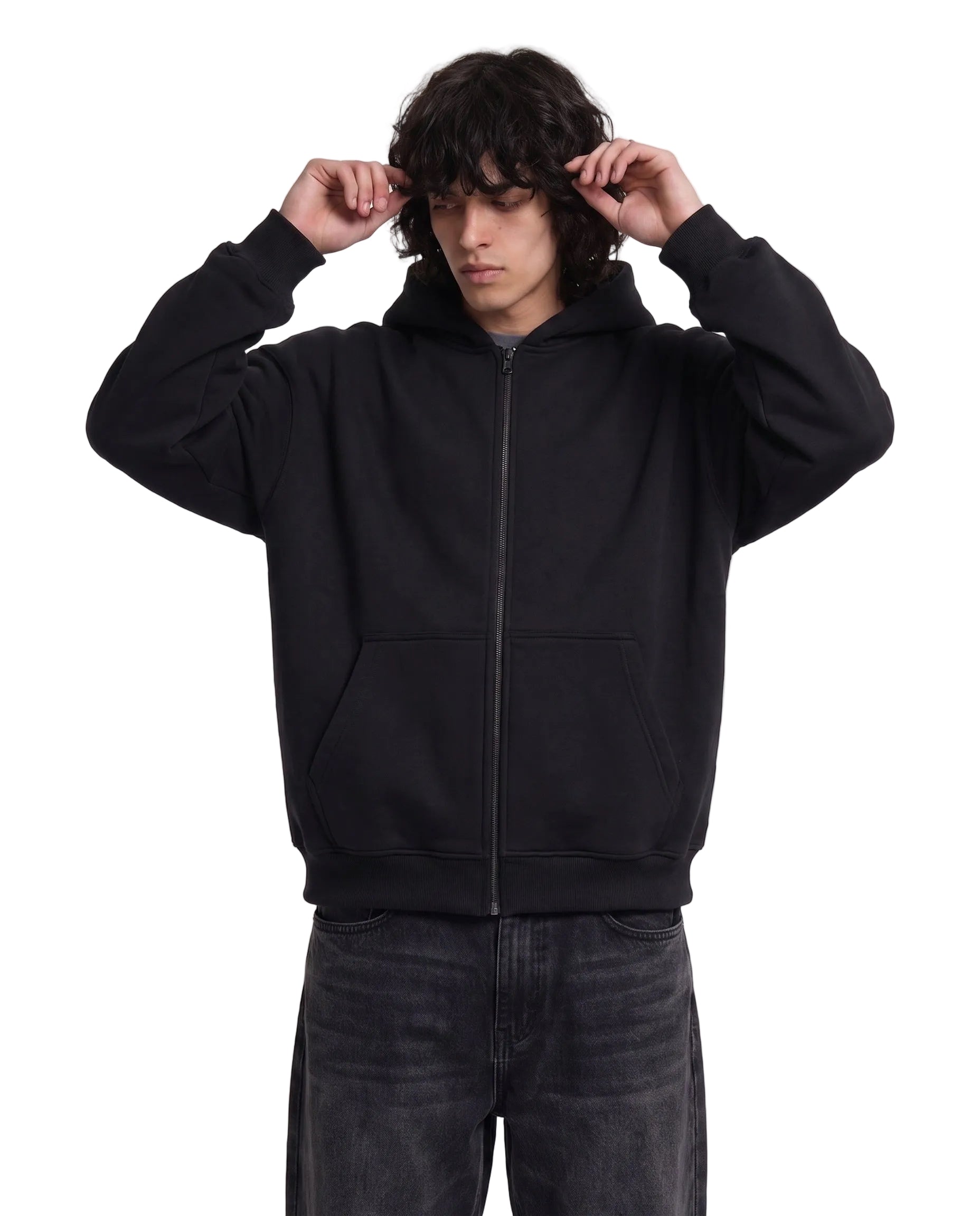 Black velvet zip-up jacket from Velvet Errors featuring a classic design and front zipper closure.