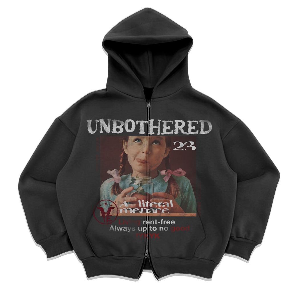 Unbothered Zip Up - Grey